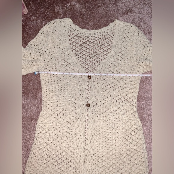 Ivory 2 pieces Set top & cardigan handbag crochet and wood buttons. Size S/M - Picture 10 of 10
